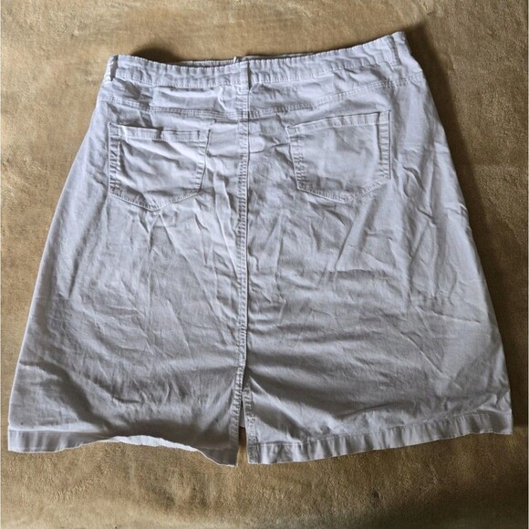 Laura Scott All White Skirt Knee Length Midi Straight Womens Size 16 Pockets - Picture 3 of 7